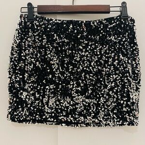 Better Be Boho Y2K Vintage Flattering Sequins Classy Black Mini Skirt Sz L